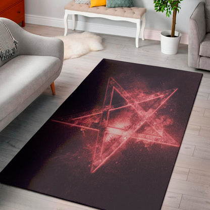 Fiery Reversed Pentagram Print Area Rug