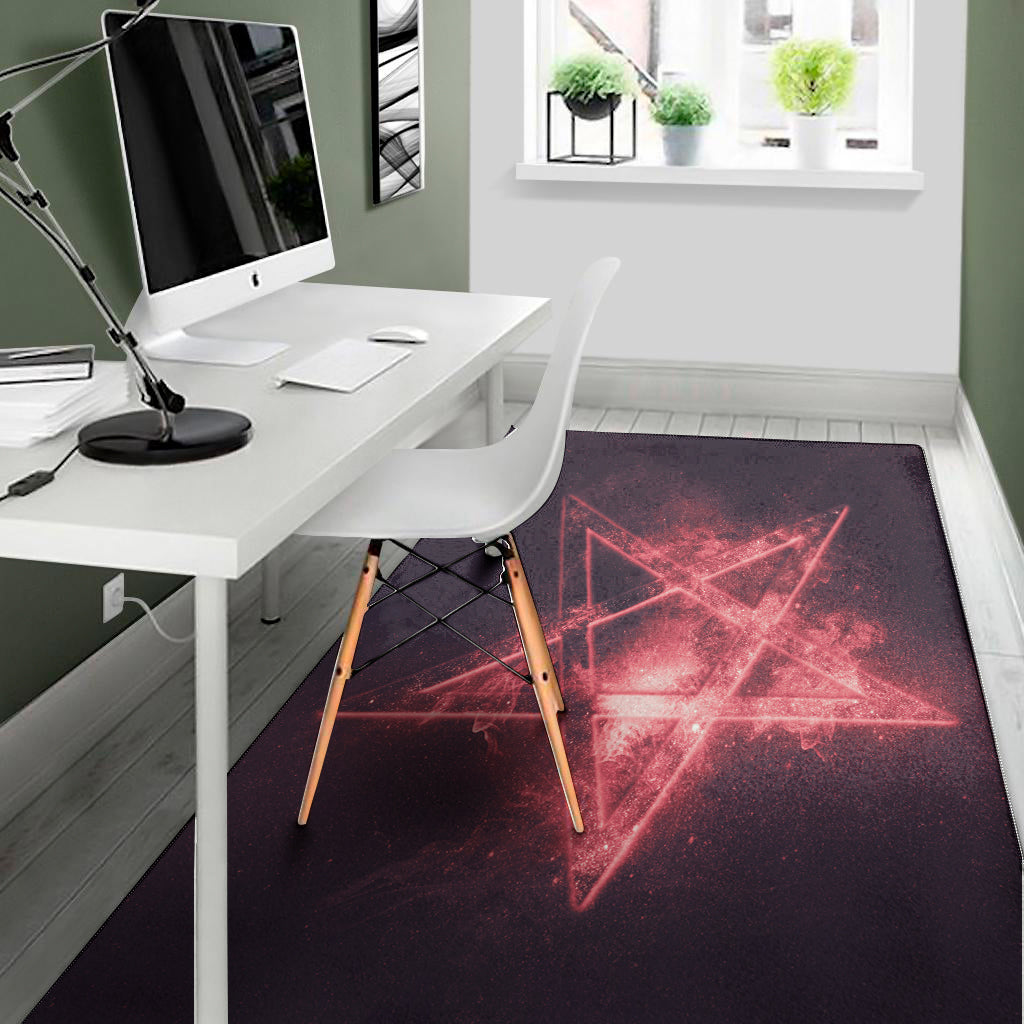 Fiery Reversed Pentagram Print Area Rug