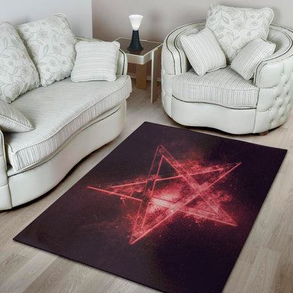 Fiery Reversed Pentagram Print Area Rug