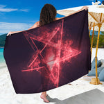 Fiery Reversed Pentagram Print Beach Sarong Wrap