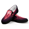 Fiery Reversed Pentagram Print Black Slip On Sneakers