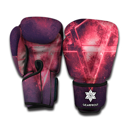 Fiery Reversed Pentagram Print Boxing Gloves