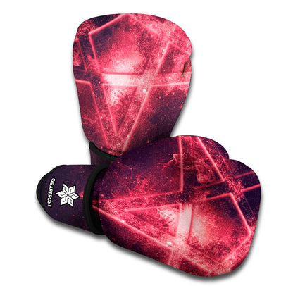 Fiery Reversed Pentagram Print Boxing Gloves
