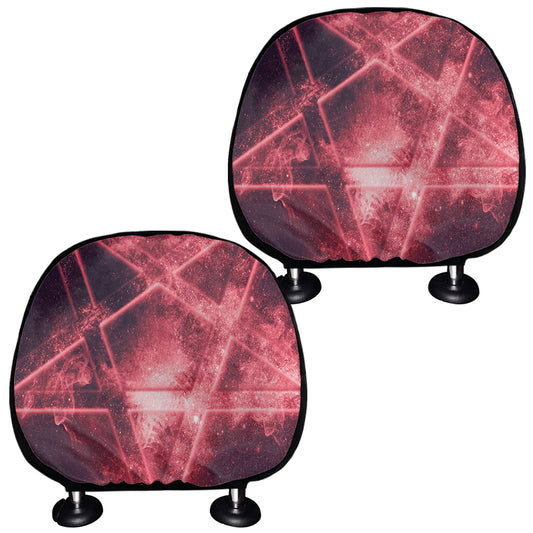 Fiery Reversed Pentagram Print Car Headrest Covers