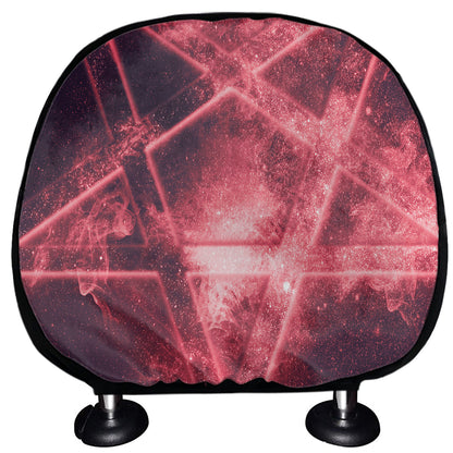 Fiery Reversed Pentagram Print Car Headrest Covers