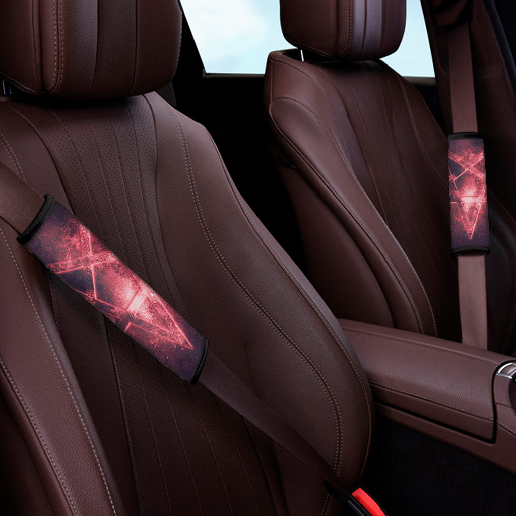 Fiery Reversed Pentagram Print Car Seat Belt Covers
