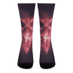 Fiery Reversed Pentagram Print Crew Socks