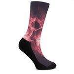 Fiery Reversed Pentagram Print Crew Socks