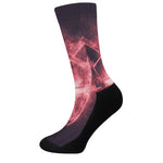 Fiery Reversed Pentagram Print Crew Socks