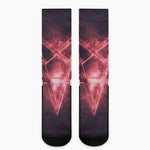 Fiery Reversed Pentagram Print Crew Socks