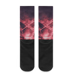 Fiery Reversed Pentagram Print Crew Socks