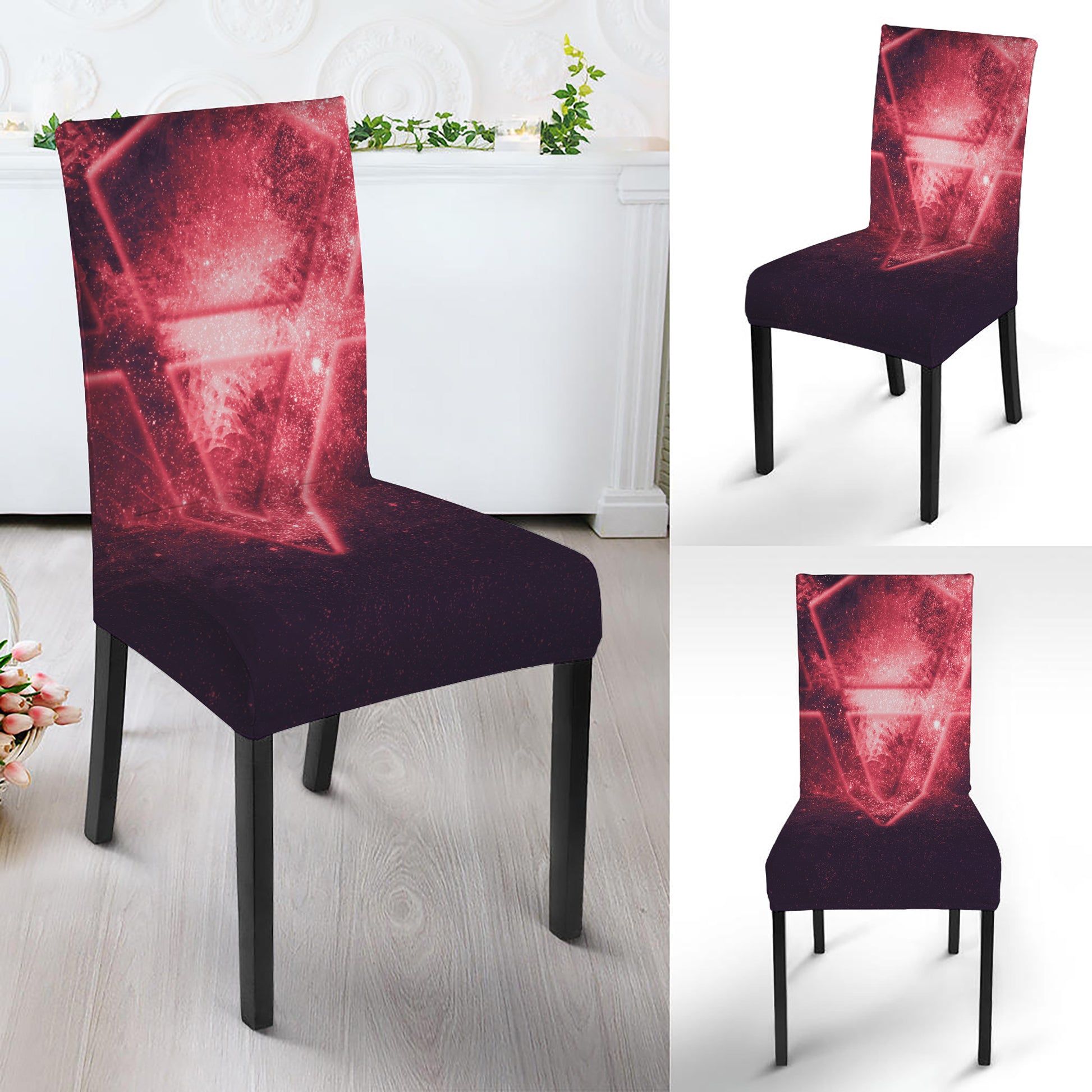 Fiery Reversed Pentagram Print Dining Chair Slipcover