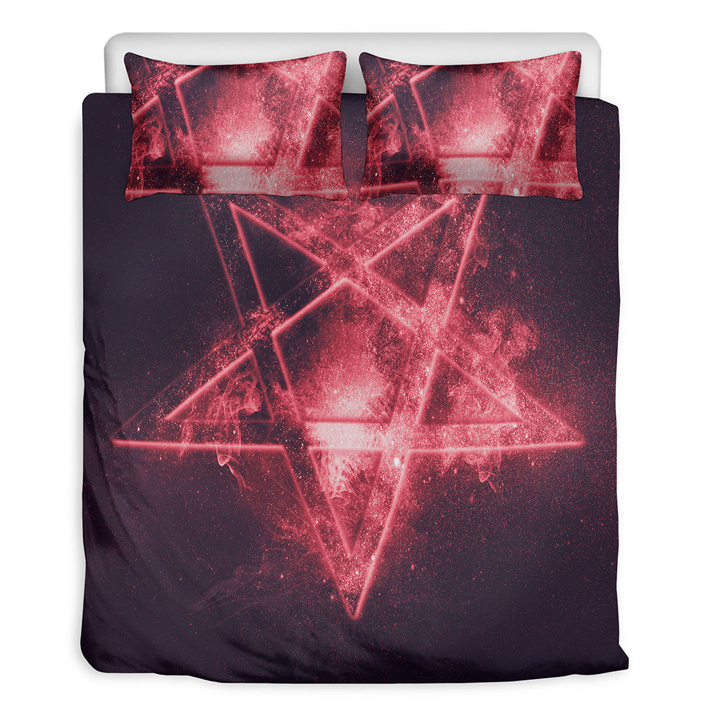 Fiery Reversed Pentagram Print Duvet Cover Bedding Set