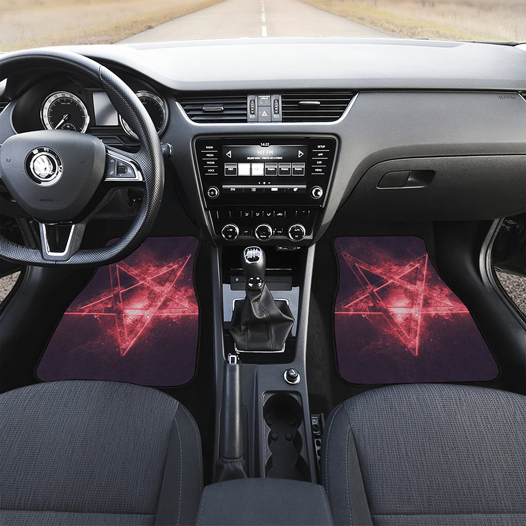 Fiery Reversed Pentagram Print Front and Back Car Floor Mats
