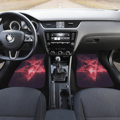 Fiery Reversed Pentagram Print Front and Back Car Floor Mats