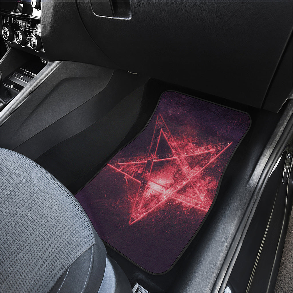Fiery Reversed Pentagram Print Front and Back Car Floor Mats