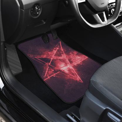 Fiery Reversed Pentagram Print Front Car Floor Mats