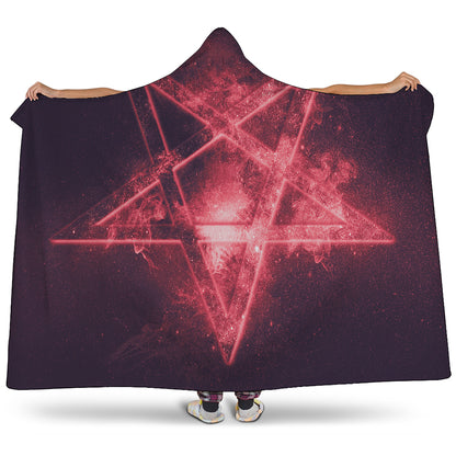 Fiery Reversed Pentagram Print Hooded Blanket
