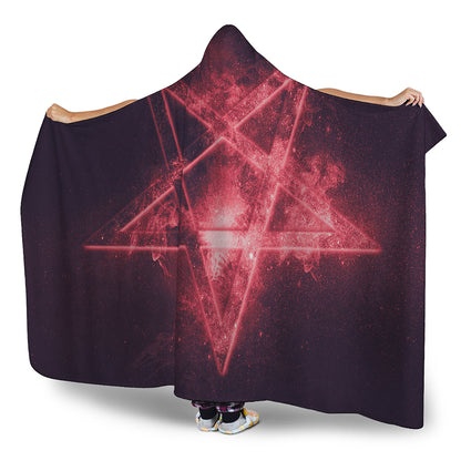 Fiery Reversed Pentagram Print Hooded Blanket