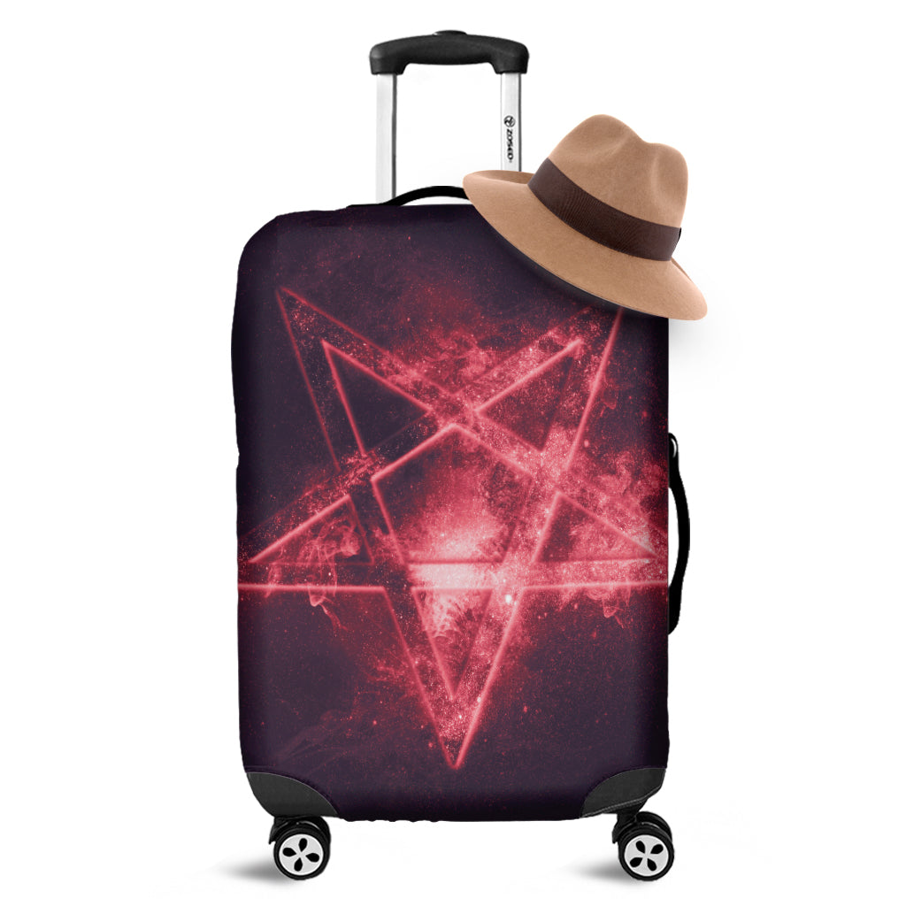 Fiery Reversed Pentagram Print Luggage Cover