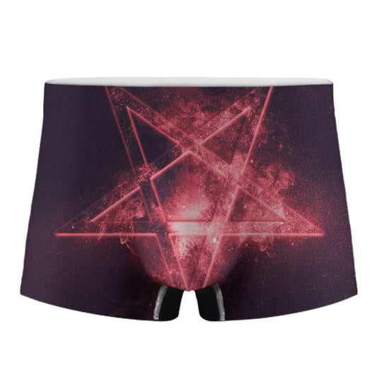 Fiery Reversed Pentagram Print Men's Boxer Briefs
