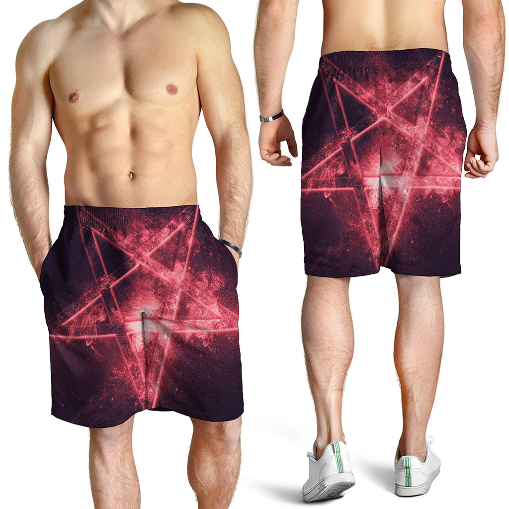 Fiery Reversed Pentagram Print Men's Shorts