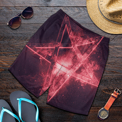 Fiery Reversed Pentagram Print Men's Shorts