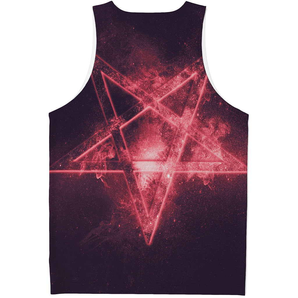 Fiery Reversed Pentagram Print Men's Tank Top