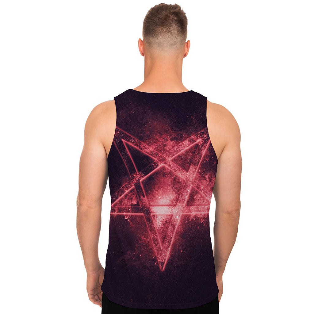 Fiery Reversed Pentagram Print Men's Tank Top