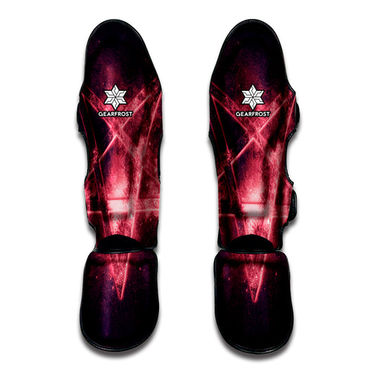 Fiery Reversed Pentagram Print Muay Thai Shin Guard