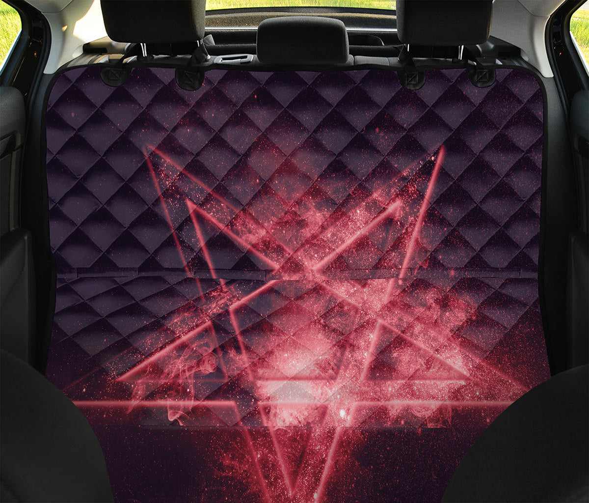 Fiery Reversed Pentagram Print Pet Car Back Seat Cover