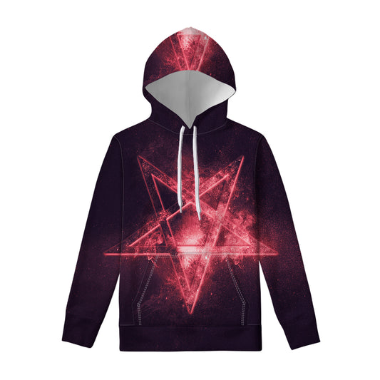 Fiery Reversed Pentagram Print Pullover Hoodie