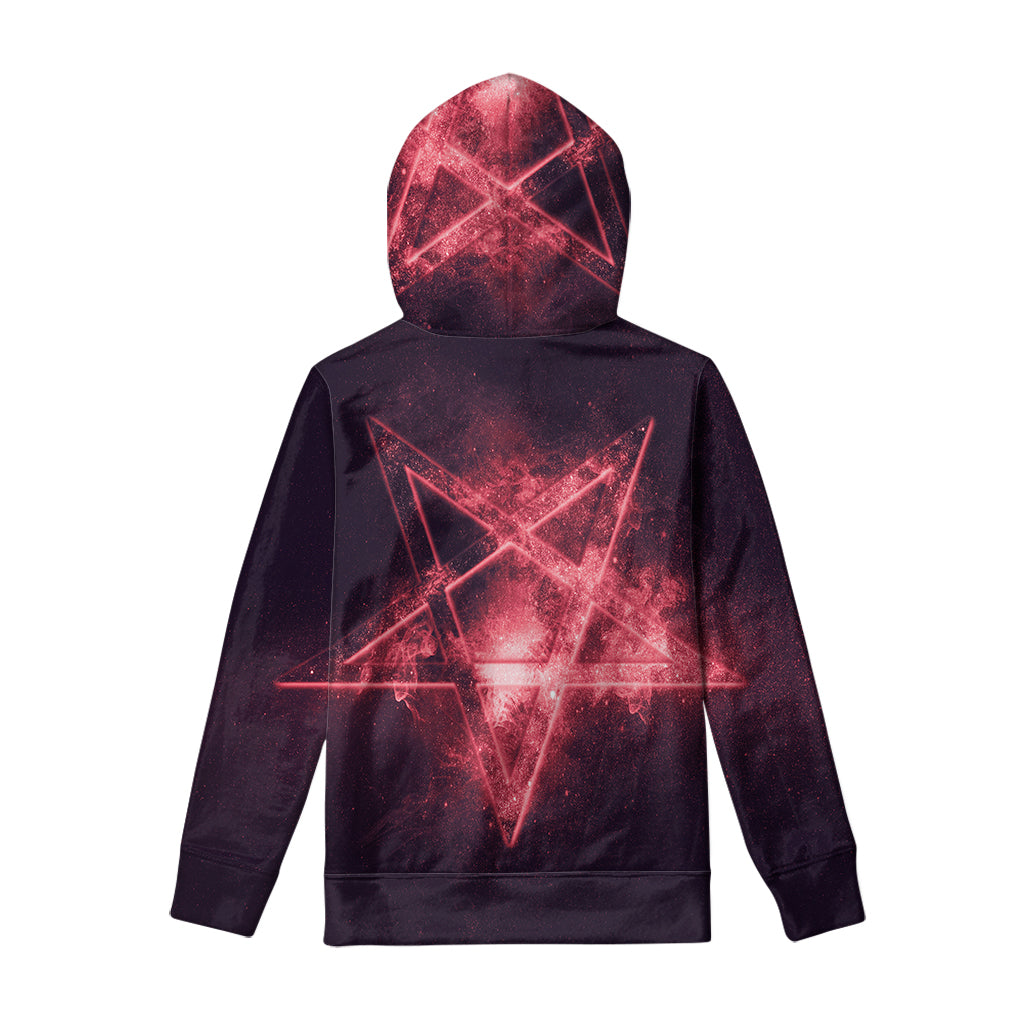 Fiery Reversed Pentagram Print Pullover Hoodie