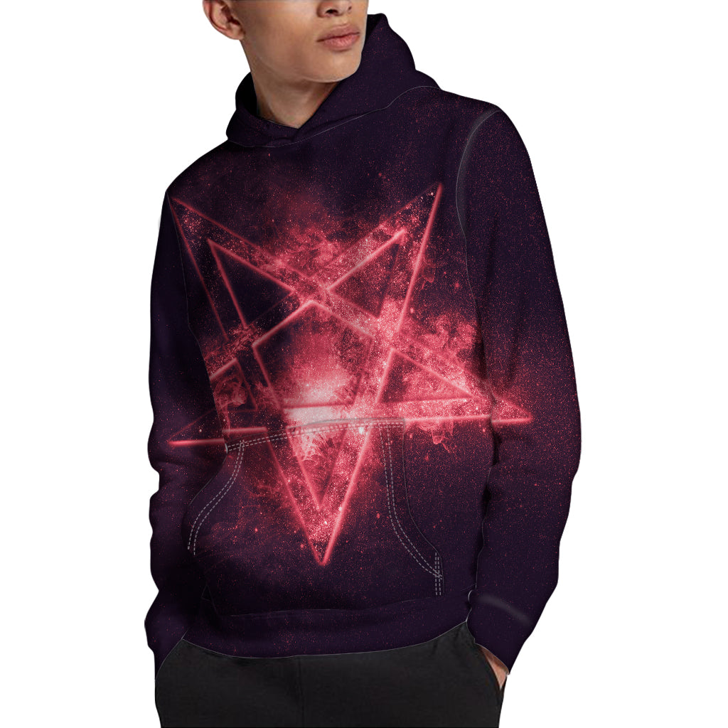 Fiery Reversed Pentagram Print Pullover Hoodie