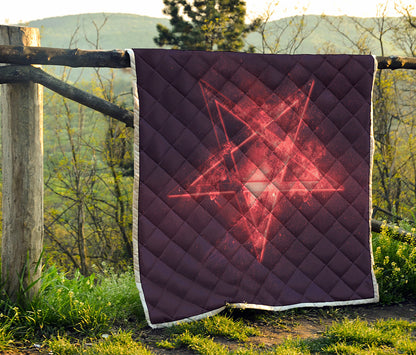 Fiery Reversed Pentagram Print Quilt
