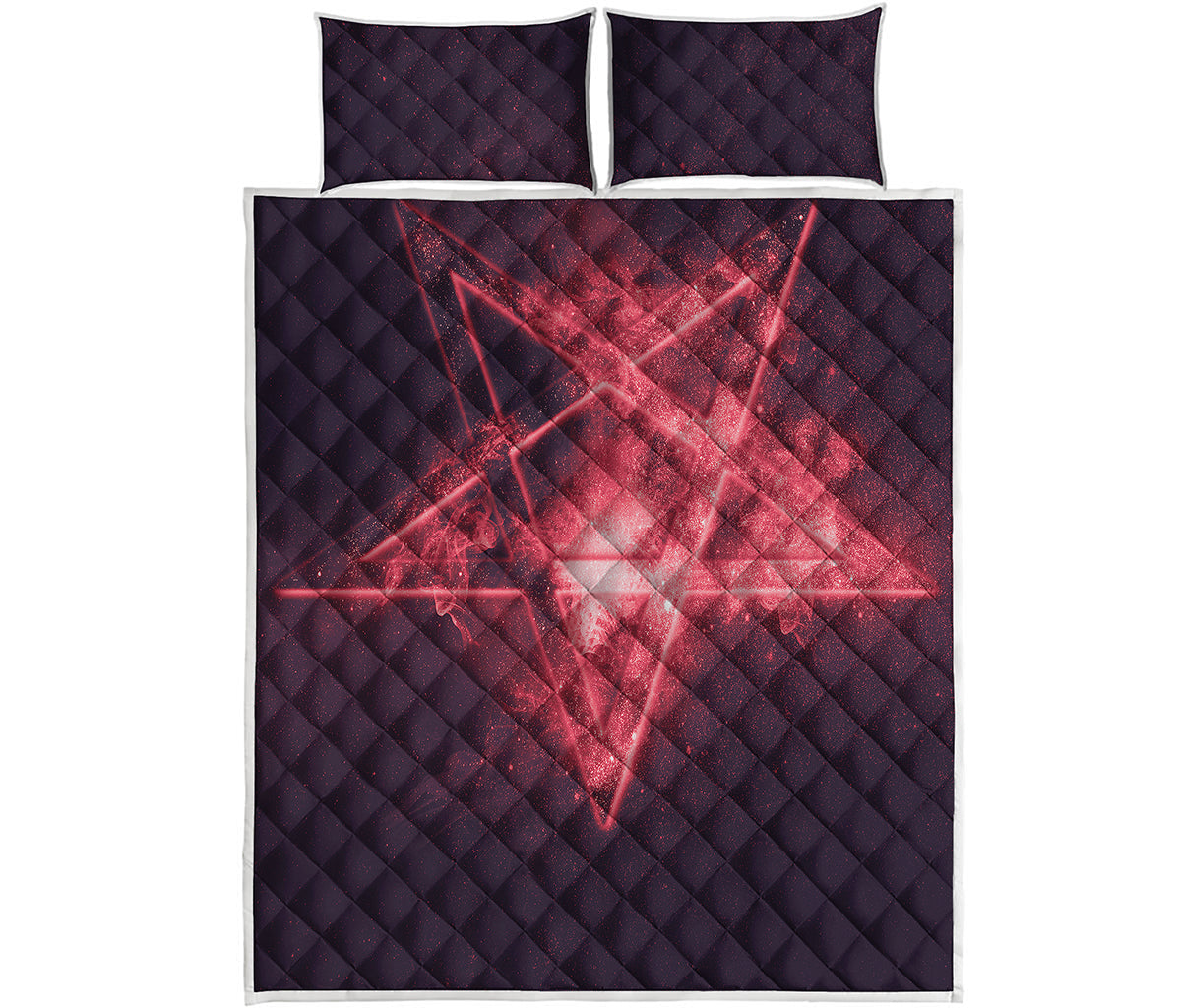 Fiery Reversed Pentagram Print Quilt Bed Set