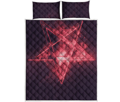 Fiery Reversed Pentagram Print Quilt Bed Set