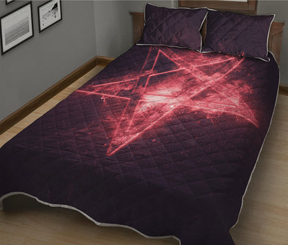 Fiery Reversed Pentagram Print Quilt Bed Set