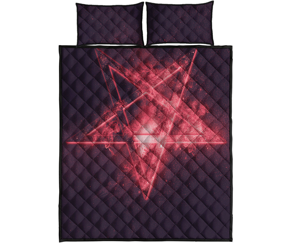 Fiery Reversed Pentagram Print Quilt Bed Set