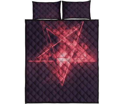 Fiery Reversed Pentagram Print Quilt Bed Set