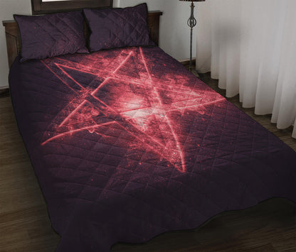 Fiery Reversed Pentagram Print Quilt Bed Set