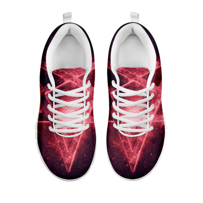 Fiery Reversed Pentagram Print White Sneakers