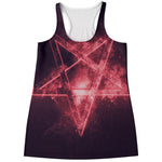 Fiery Reversed Pentagram Print Women's Racerback Tank Top
