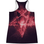 Fiery Reversed Pentagram Print Women's Racerback Tank Top