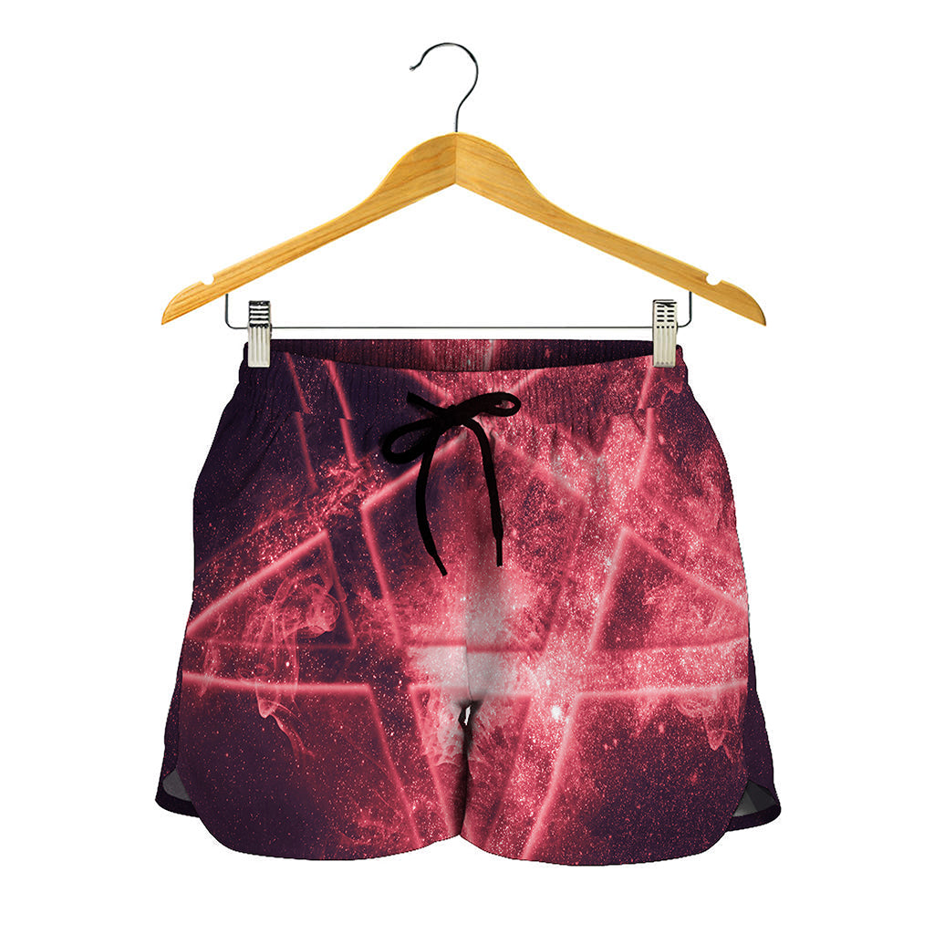 Fiery Reversed Pentagram Print Women's Shorts