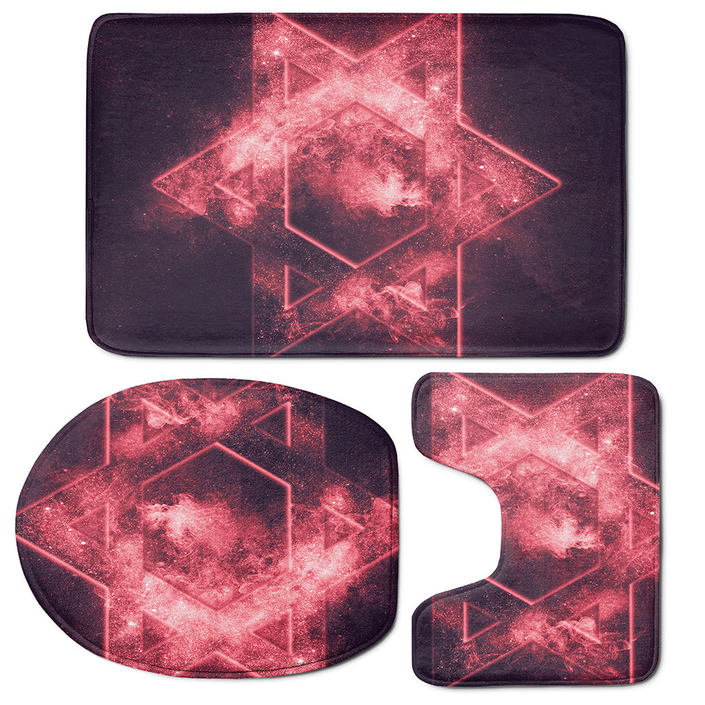 Fiery Star of David Print 3 Piece Bath Mat Set