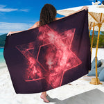 Fiery Star of David Print Beach Sarong Wrap