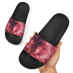 Fiery Star of David Print Black Slide Sandals
