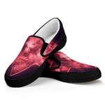 Fiery Star of David Print Black Slip On Shoes