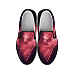 Fiery Star of David Print Black Slip On Shoes